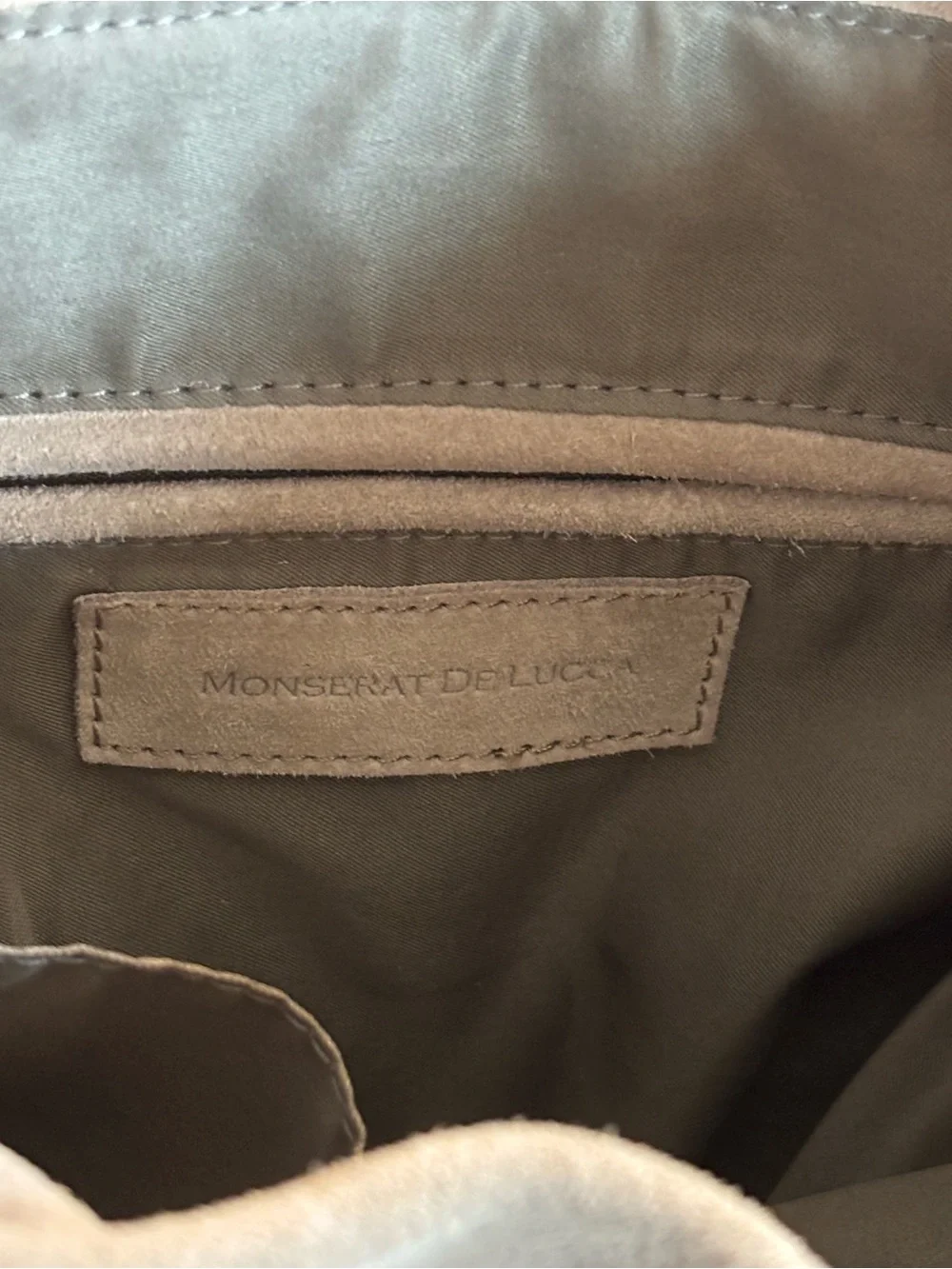 Monserat De Lucca Light Grey Suede Drawstring Backpack - NWOT